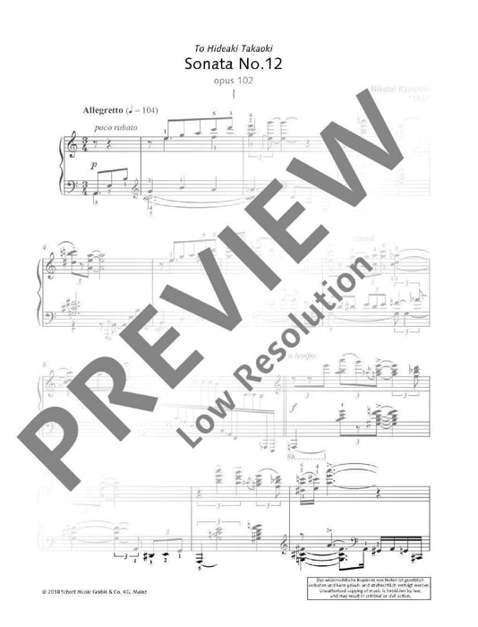 Sonata No. 12 op. 102 卡普斯汀．尼古拉 奏鳴曲 鋼琴獨奏 朔特版 | 小雅音樂 Hsiaoya Music
