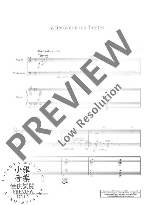 La tierra con los dientes for violin, violoncello and piano 鋼琴三重奏 大提琴鋼琴 朔特版 | 小雅音樂 Hsiaoya Music