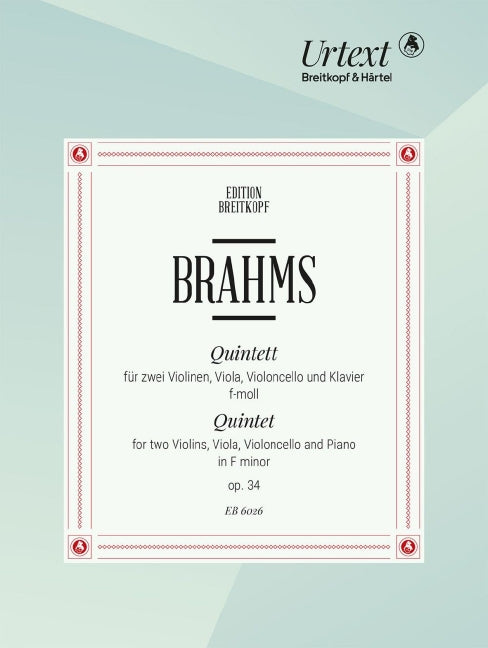 Piano Quintet in F minor Op. 34 op. 34 Breitkopf Urtext 布拉姆斯 鋼琴四重奏 鋼琴五重奏小調 | 小雅音樂 Hsiaoya Music