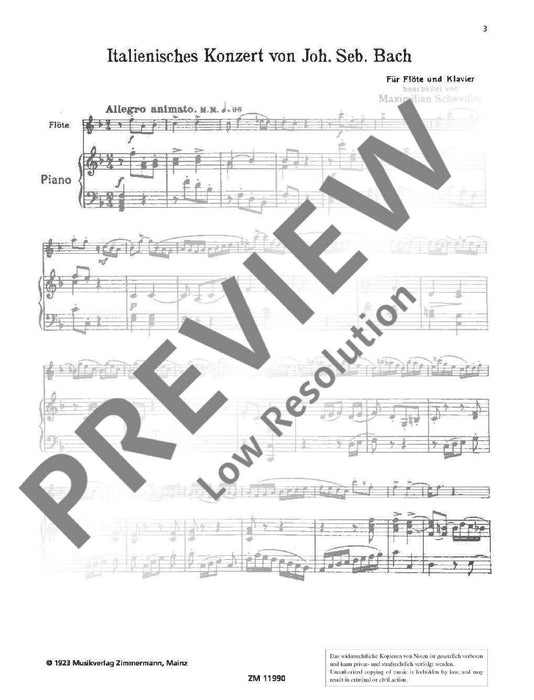 Italian Concerto 巴赫約翰‧瑟巴斯提安 義大利協奏曲 長笛加鋼琴 齊默爾曼版 | 小雅音樂 Hsiaoya Music