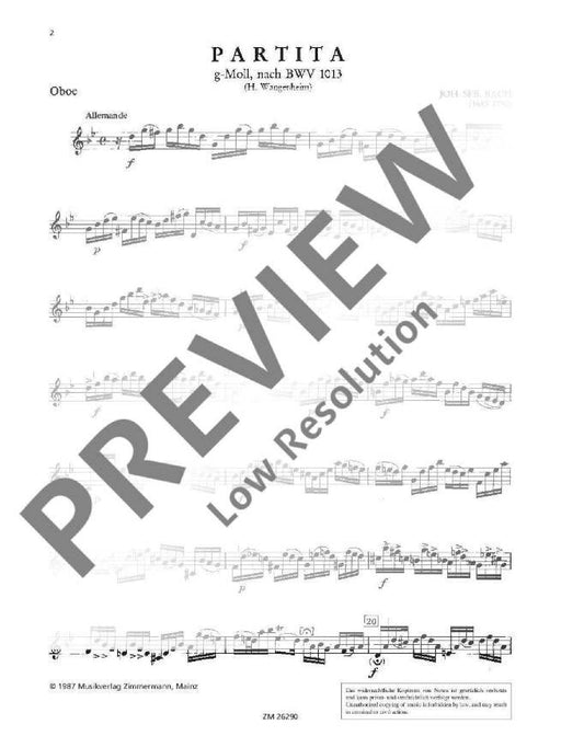 Partita G minor based on BWV 1013 巴赫約翰‧瑟巴斯提安 古組曲小調 雙簧管獨奏 齊默爾曼版 | 小雅音樂 Hsiaoya Music