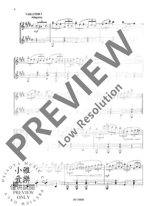 Variations on the aria ”Non più mesta“ op. posth. from ”La Cenerentola“ by G. Rossini 蕭邦 混和二重奏 變奏曲詠唱調 齊默爾曼版 | 小雅音樂 Hsiaoya Music