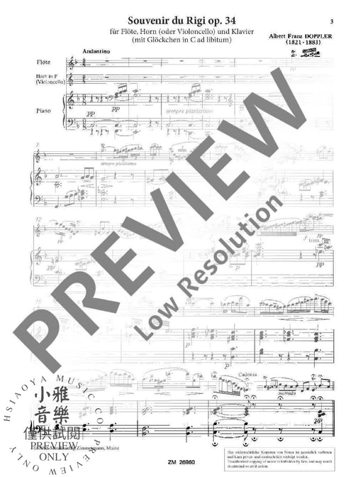 Souvenir du Rigi op. 34 多普勒˙阿伯特‧弗朗茲 鋼琴三重奏 齊默爾曼版 | 小雅音樂 Hsiaoya Music