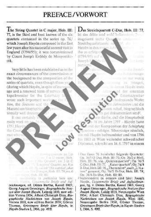 String Quartet C major, Emperor op. 76/3 Hob. III: 77 Erdödy-Quartet No. 3 海頓 弦樂四重奏大調 四重奏 總譜 歐伊倫堡版 | 小雅音樂 Hsiaoya Music