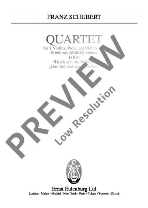 String Quartet D minor op. posth. D 810 Death and the Maiden 舒伯特 弦樂四重奏小調 總譜 歐伊倫堡版 | 小雅音樂 Hsiaoya Music