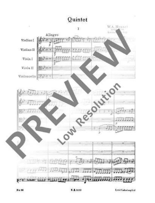 String Quintet G minor KV 516 莫札特 弦樂五重奏小調 總譜 歐伊倫堡版 | 小雅音樂 Hsiaoya Music