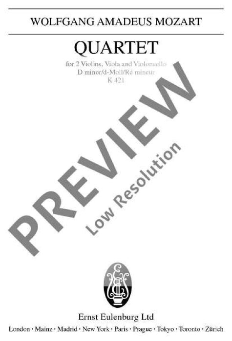 String Quartet D minor KV 421 莫札特 弦樂四重奏小調 總譜 歐伊倫堡版 | 小雅音樂 Hsiaoya Music