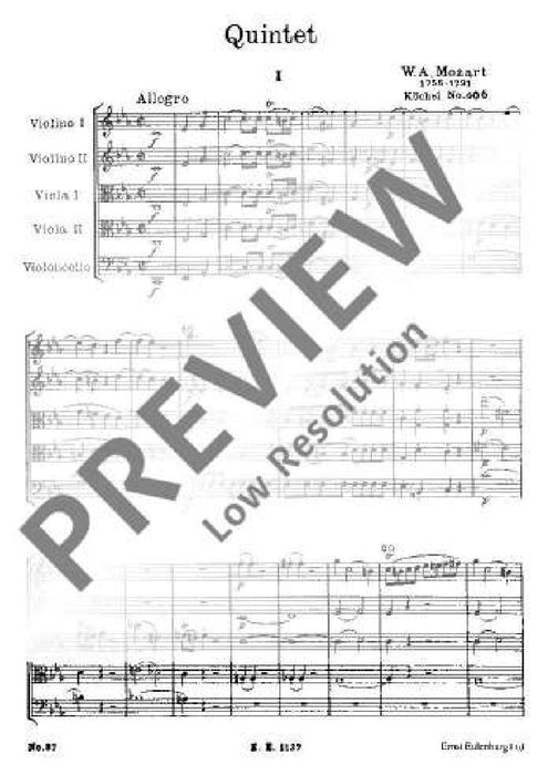 String Quintet C minor KV 406 arranged from Serenade No. 12 (K 388) 莫札特 弦樂五重奏小調 改編小夜曲 總譜 歐伊倫堡版 | 小雅音樂 Hsiaoya Music