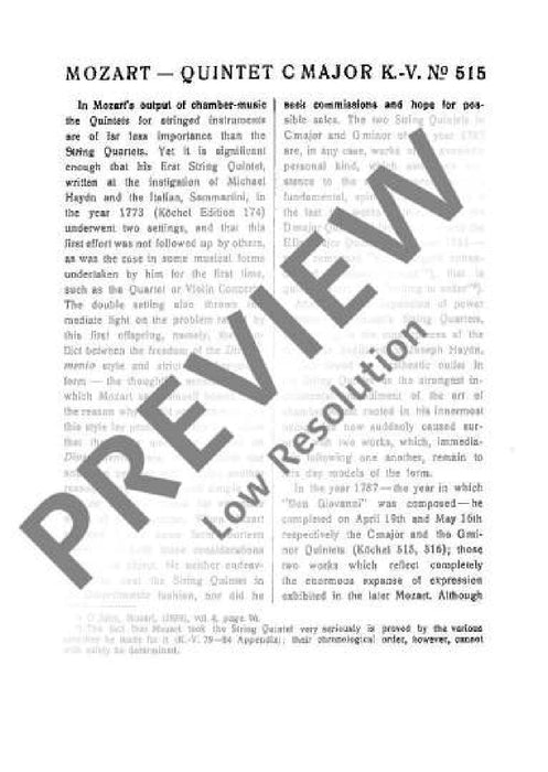 String Quintet C major KV 515 莫札特 弦樂五重奏大調 總譜 歐伊倫堡版 | 小雅音樂 Hsiaoya Music