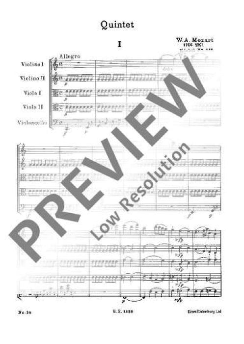 String Quintet C major KV 515 莫札特 弦樂五重奏大調 總譜 歐伊倫堡版 | 小雅音樂 Hsiaoya Music