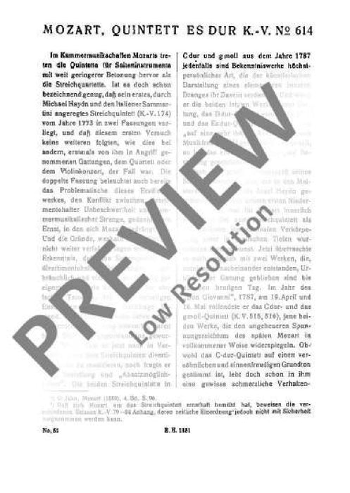 String Quintet Eb major KV 614 莫札特 弦樂五重奏大調 總譜 歐伊倫堡版 | 小雅音樂 Hsiaoya Music