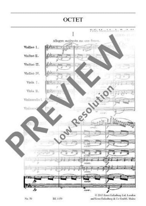 Octet Eb major op. 20 孟德爾頌．菲利克斯 八重奏大調 總譜 歐伊倫堡版 | 小雅音樂 Hsiaoya Music