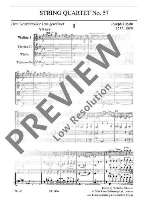 String Quartet C major op. 54/2 Hob.III: 57 Tost-Quartets I No. 1 海頓 弦樂四重奏大調 四重奏 總譜 歐伊倫堡版 | 小雅音樂 Hsiaoya Music