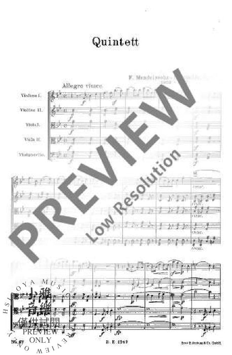 String Quintet Bb major op. 87 孟德爾頌˙菲利克斯 弦樂五重奏大調 歐伊倫堡版 | 小雅音樂 Hsiaoya Music