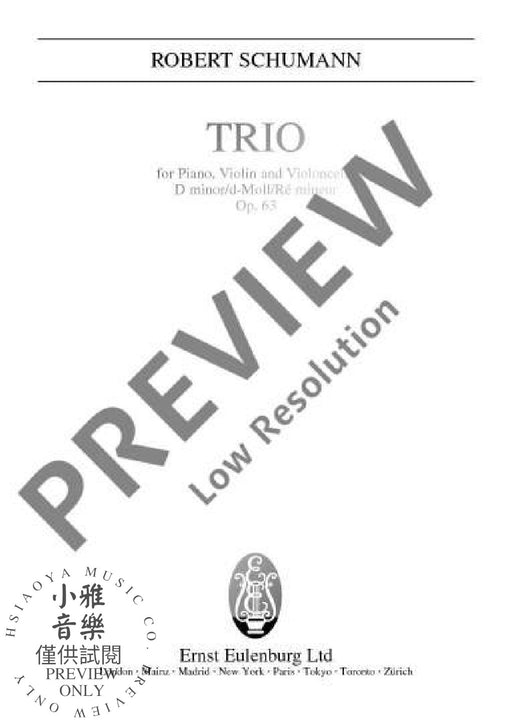 Piano Trio D minor op. 63 舒曼˙羅伯特 鋼琴三重奏小調 歐伊倫堡版 | 小雅音樂 Hsiaoya Music