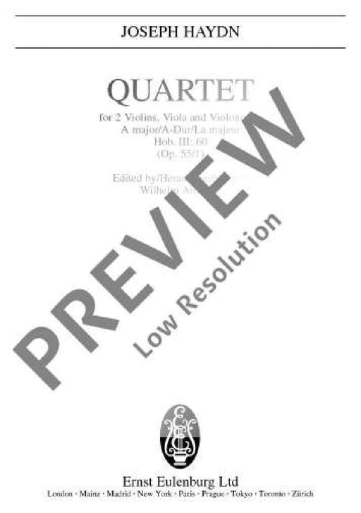 String Quartet A major op. 55/1 Hob. III: 60 Tost Quartets I No. 4 海頓 弦樂四重奏大調 四重奏 總譜 歐伊倫堡版 | 小雅音樂 Hsiaoya Music
