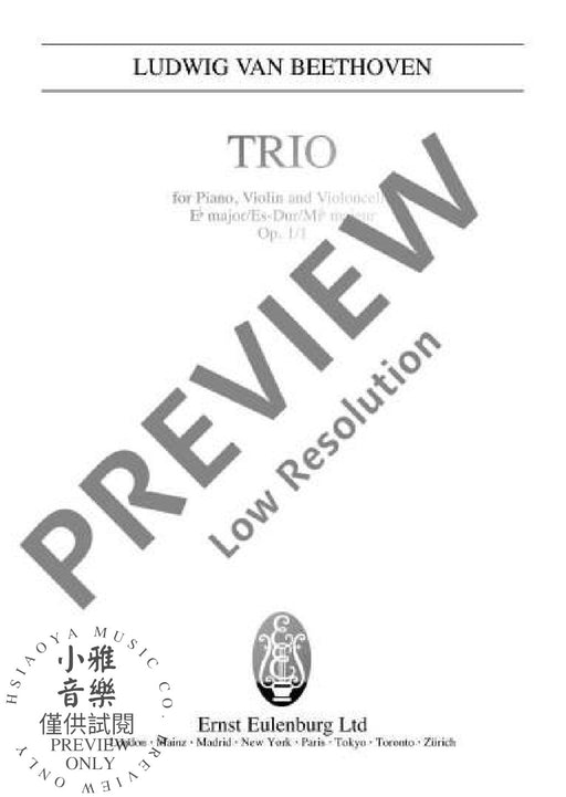 Piano Trio Eb major op. 1/1 貝多芬 鋼琴三重奏大調 歐伊倫堡版 | 小雅音樂 Hsiaoya Music