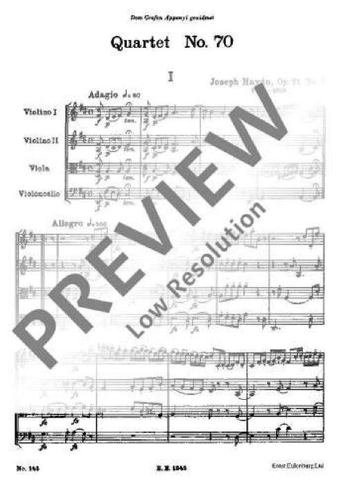 String Quartet D major op. 71/2 Hob. III: 70 Appony-Quartet No. 2 海頓 弦樂四重奏大調 四重奏 總譜 歐伊倫堡版 | 小雅音樂 Hsiaoya Music