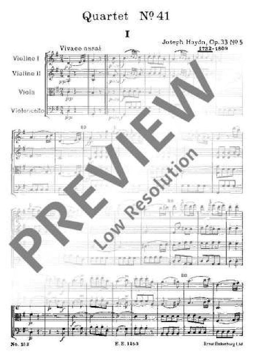 String Quartet G major op. 33/5 Hob. III: 41 Russisches / Jungfern-Quartett Nr. 5 海頓 弦樂四重奏大調 總譜 歐伊倫堡版 | 小雅音樂 Hsiaoya Music