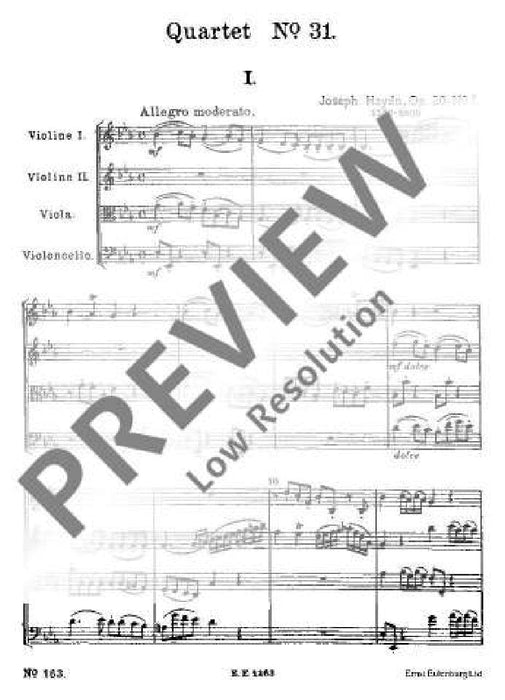 String Quartet Eb major op. 20/1 Hob. III: 31 Sun Quartets No. 1 海頓 弦樂四重奏大調 四重奏 總譜 歐伊倫堡版 | 小雅音樂 Hsiaoya Music