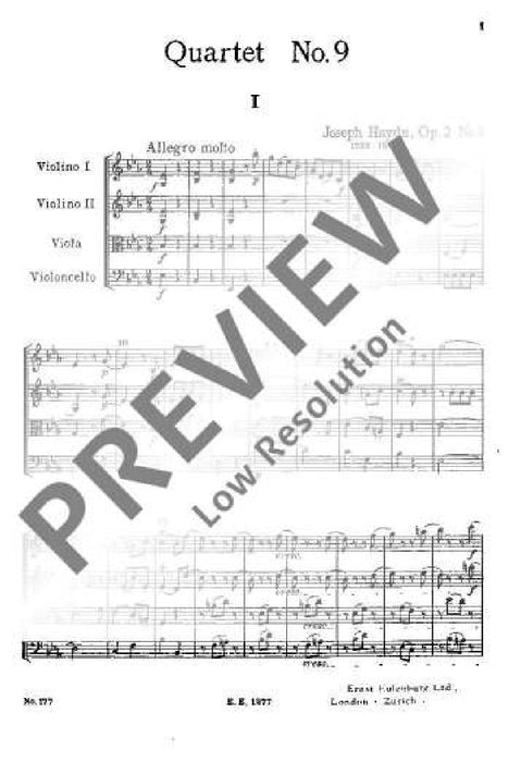 String Quartet Eb major op. 2/3 Hob. III: 9 海頓 弦樂四重奏大調 總譜 歐伊倫堡版 | 小雅音樂 Hsiaoya Music