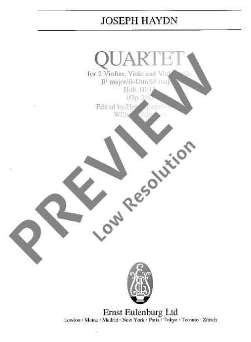 String Quartet Bb major op. 2/6 Hob. III: 12 海頓 弦樂四重奏大調 總譜 歐伊倫堡版 | 小雅音樂 Hsiaoya Music