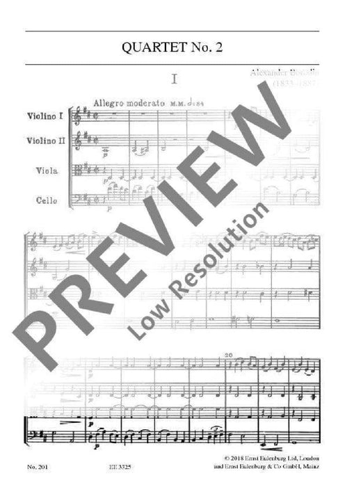 String Quartet No. 2 D major 玻羅定 弦樂四重奏 大調 總譜 歐伊倫堡版 | 小雅音樂 Hsiaoya Music