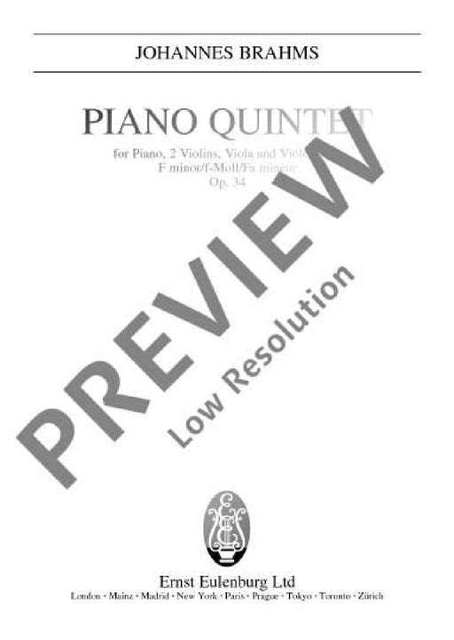Piano Quintet F minor op. 34 布拉姆斯 鋼琴五重奏小調 總譜 歐伊倫堡版 | 小雅音樂 Hsiaoya Music