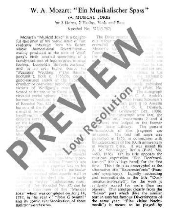 A Musical Joke F major KV 522 Dorfmusikanten-Sextett 莫札特 大調 總譜 歐伊倫堡版 | 小雅音樂 Hsiaoya Music