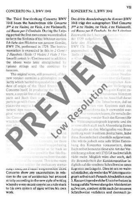 Brandenburg Concerto No. 3 G major BWV 1048 巴赫約翰‧瑟巴斯提安 布蘭登堡協奏曲 大調 總譜 歐伊倫堡版 | 小雅音樂 Hsiaoya Music