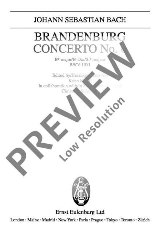Brandenburg Concerto No. 6 Bb major BWV 1051 巴赫約翰‧瑟巴斯提安 布蘭登堡協奏曲 大調 總譜 歐伊倫堡版 | 小雅音樂 Hsiaoya Music