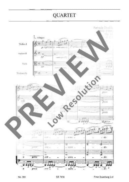 String Quartet C major op. 61 B 121 德弗札克 弦樂四重奏大調 總譜 歐伊倫堡版 | 小雅音樂 Hsiaoya Music