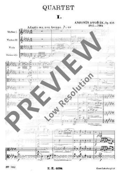 String Quartet Ab major op. 105 B 193 德弗札克 弦樂四重奏大調 總譜 歐伊倫堡版 | 小雅音樂 Hsiaoya Music