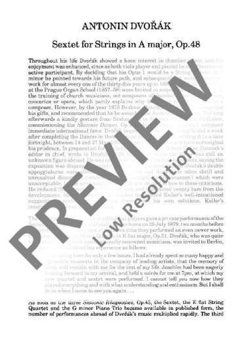 String Sextet A major op. 48 B 80 德弗札克 弦樂六重奏大調 總譜 歐伊倫堡版 | 小雅音樂 Hsiaoya Music