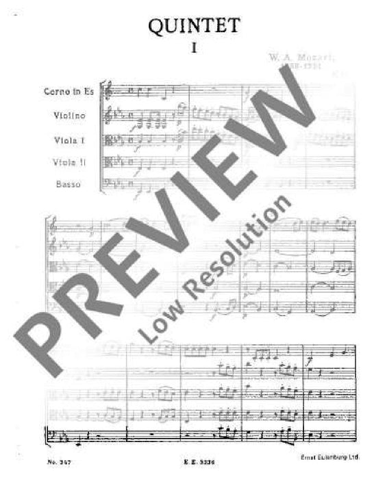Quintet Eb major KV 407 莫札特 五重奏大調 總譜 歐伊倫堡版 | 小雅音樂 Hsiaoya Music