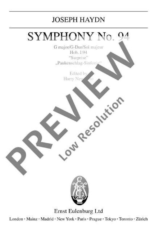 Symphony No. 94 G major, Surprise Hob. I: 94 London No. 3 海頓 交響曲 大調 總譜 歐伊倫堡版 | 小雅音樂 Hsiaoya Music