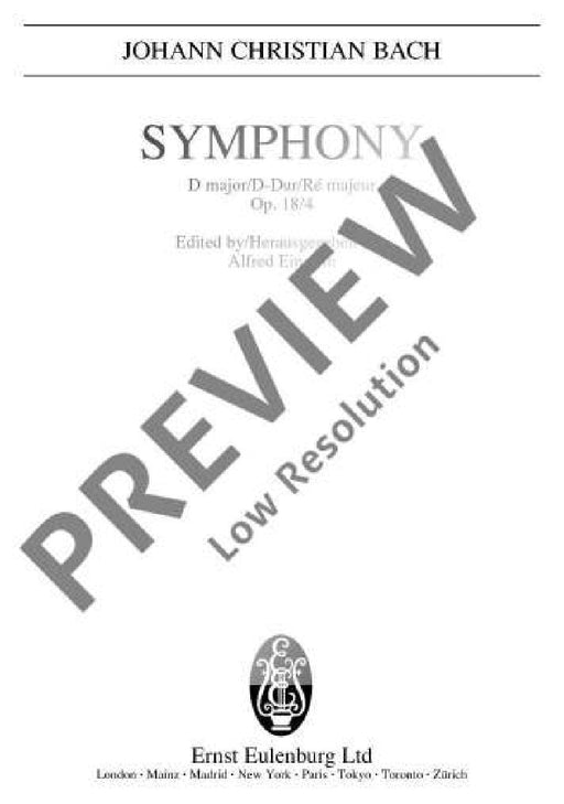 Symphony D major op. 18/4 巴赫約翰‧克里斯提安 交響曲大調 總譜 歐伊倫堡版 | 小雅音樂 Hsiaoya Music