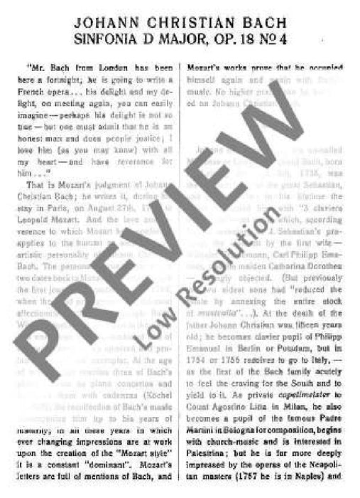 Symphony D major op. 18/4 巴赫約翰‧克里斯提安 交響曲大調 總譜 歐伊倫堡版 | 小雅音樂 Hsiaoya Music