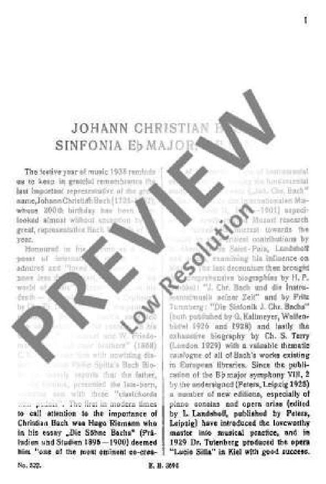 Symphony Eb major op. 9/2 巴赫約翰‧克里斯提安 交響曲大調 總譜 歐伊倫堡版 | 小雅音樂 Hsiaoya Music