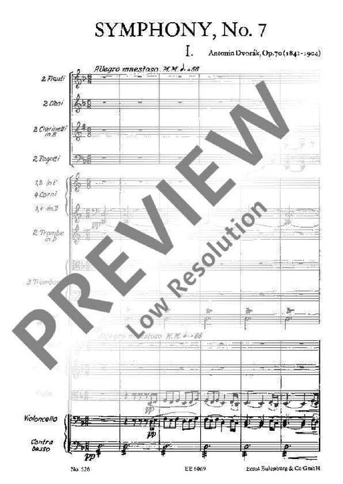 Symphony No. 7 D minor op. 70 B 141 (früher Nr. 2) 德弗札克 交響曲 小調 總譜 歐伊倫堡版 | 小雅音樂 Hsiaoya Music