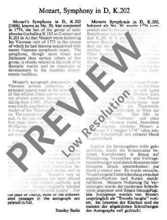 Symphony No. 30 D major KV 202 莫札特 交響曲 大調 總譜 歐伊倫堡版 | 小雅音樂 Hsiaoya Music