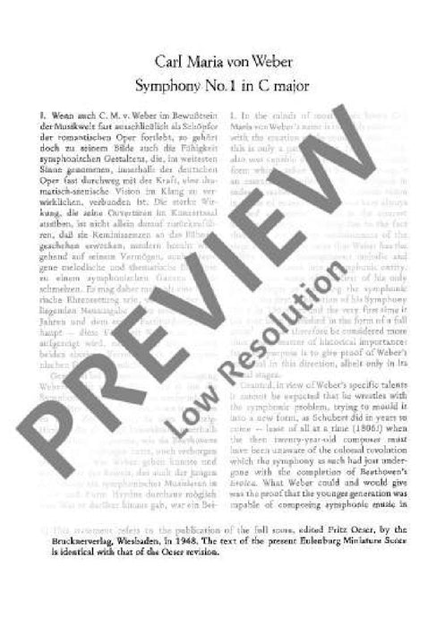 Symphony No. 1 C major JV 50 韋伯．卡爾 交響曲 大調 總譜 歐伊倫堡版 | 小雅音樂 Hsiaoya Music