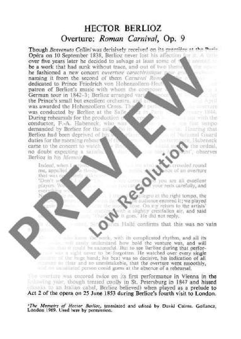 The Roman Carnival op. 9 Overture 白遼士 羅馬狂歡節 序曲 總譜 歐伊倫堡版 | 小雅音樂 Hsiaoya Music