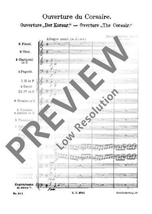 The Corsair op. 21 Overture 白遼士 海盜 序曲 總譜 歐伊倫堡版 | 小雅音樂 Hsiaoya Music