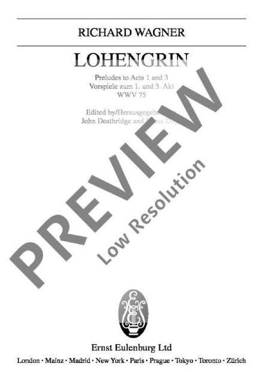 Lohengrin WWV 75 Preludes to Acts 1 and 3 華格納．理查 羅恩格林 前奏曲 總譜 歐伊倫堡版 | 小雅音樂 Hsiaoya Music
