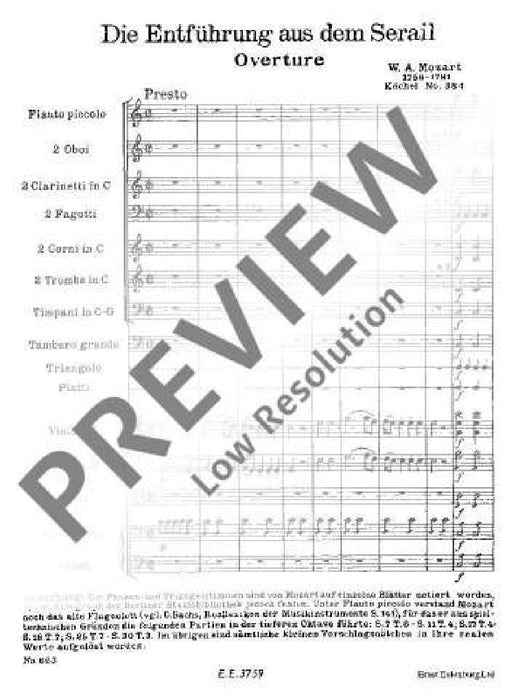 The Abduction from the Seraglio KV 384 Overture 莫札特 後宮誘逃 序曲 總譜 歐伊倫堡版 | 小雅音樂 Hsiaoya Music