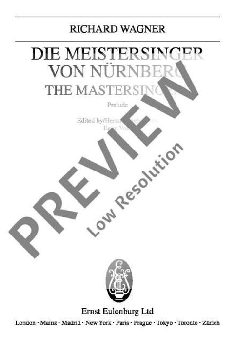 The Mastersingers of Nuremberg WWV 96 Prelude 華格納．理查 紐倫堡的名歌手 前奏曲 總譜 歐伊倫堡版 | 小雅音樂 Hsiaoya Music
