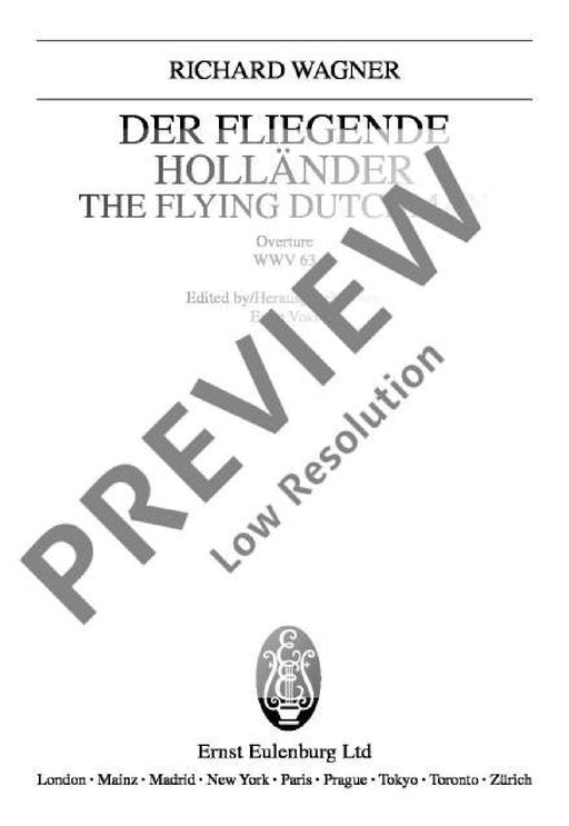 The Flying Dutchman WWV 63 Overture to the Opera 華格納．理查 漂泊的荷蘭人 序曲 歌劇 總譜 歐伊倫堡版 | 小雅音樂 Hsiaoya Music