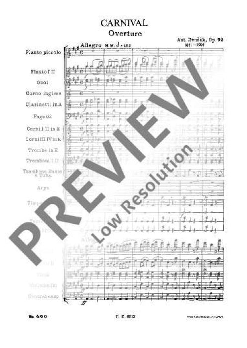 Carnival op. 92 B 169 Overture 德弗札克 序曲 總譜 歐伊倫堡版 | 小雅音樂 Hsiaoya Music