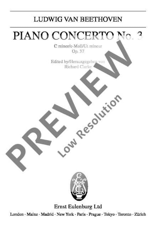 Concerto No. 3 C minor op. 37 貝多芬 協奏曲 小調 總譜 歐伊倫堡版 | 小雅音樂 Hsiaoya Music